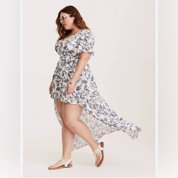 Torrid Maxi Challis Walkthrough Dress Blue Floral Paisley Maxi Romper Women Sz10 - Picture 10 of 14